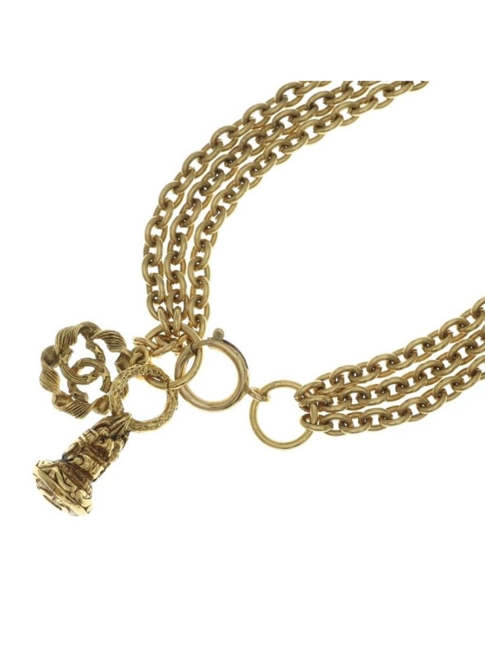 Chanel Vintage CC Logo Bell Pendant Chain Gold